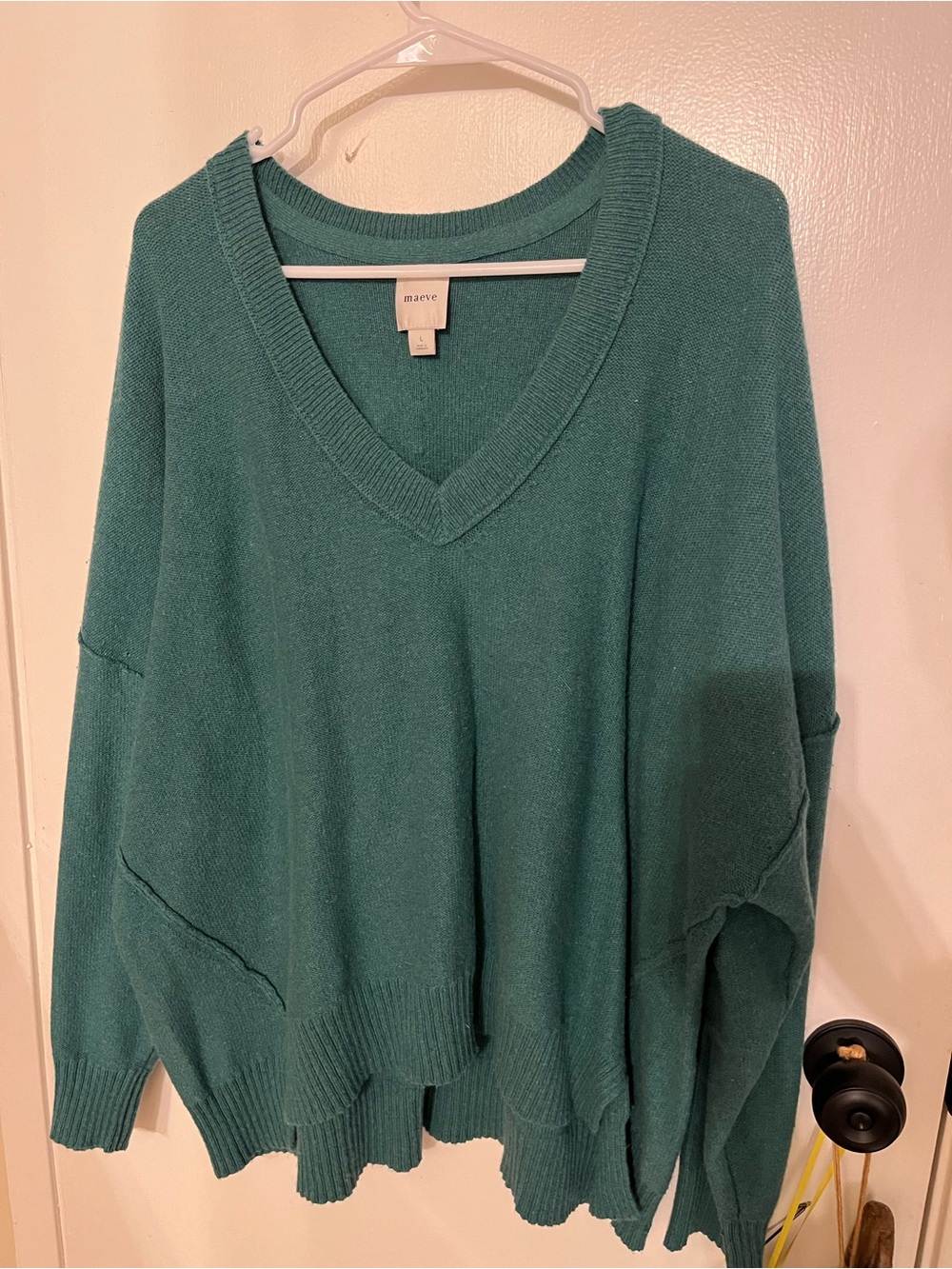 Maeve Anthropologie Oversized V-Neck Sweater Sage Green Size L